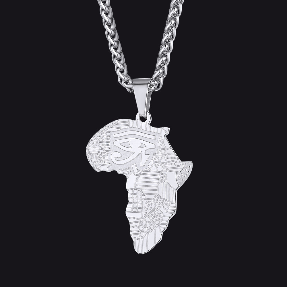 African Map Eye of Horus Necklace for
