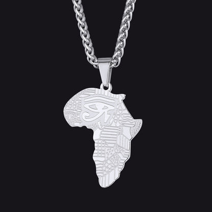 African Map Eye of Horus Necklace for