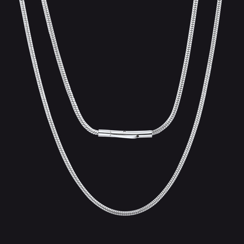 2mm Thin Snake Chain Stainless Steel Necklace for