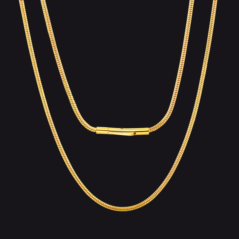 2mm Thin Snake Chain Stainless Steel Necklace for