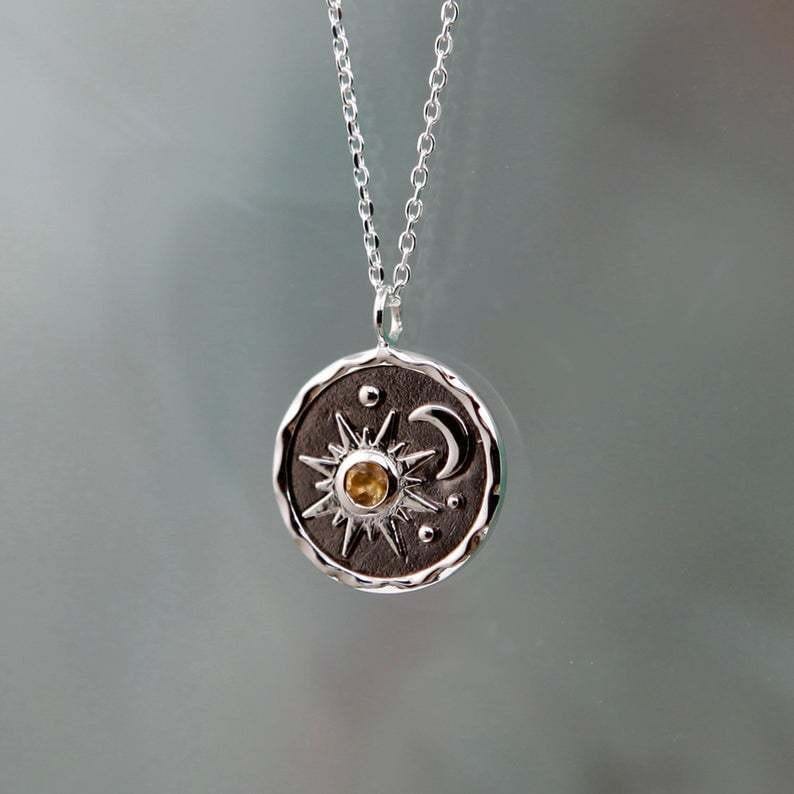 Sun Moon Phase Ouroboros Necklace