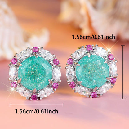 Sea Light Halo Crystal Earrings