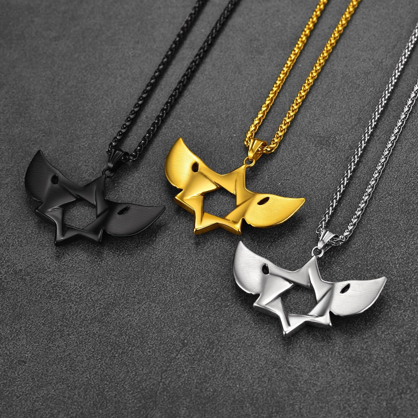 Flash Jewish Star of David Necklace With Wing for