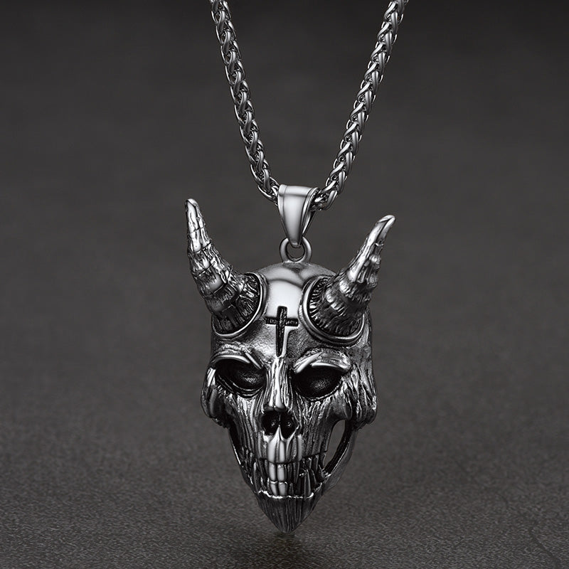Gothic Skull Goat Necklace Devil Pendant for