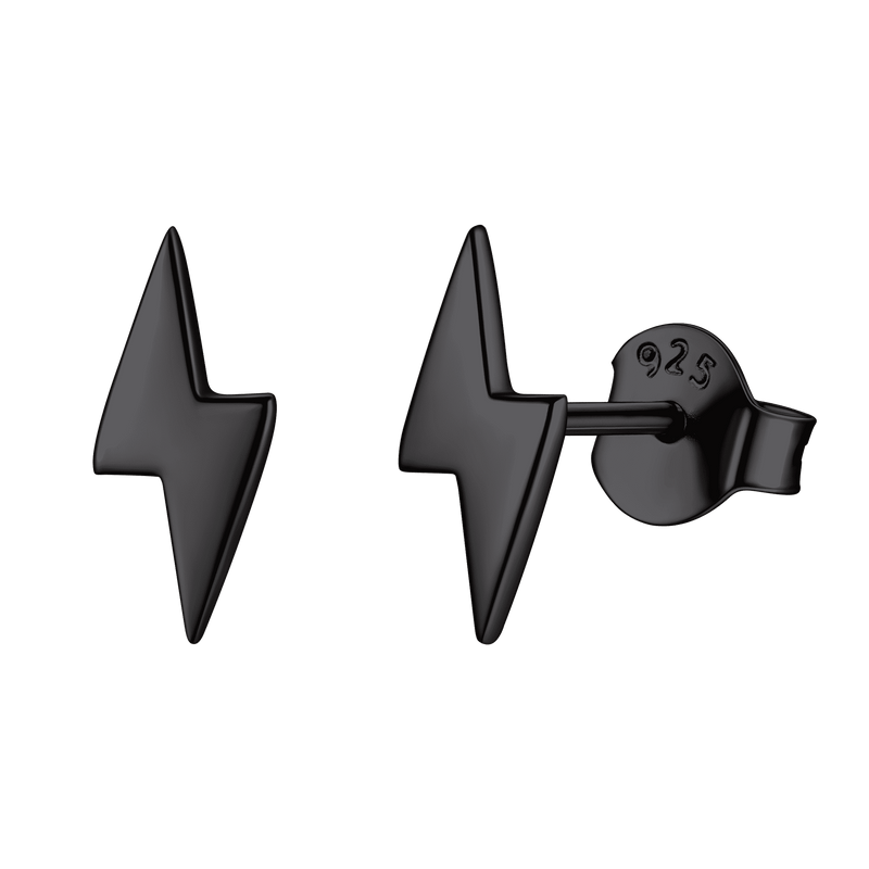 Sterling Silver Lightning Bolt Stud Earrings for