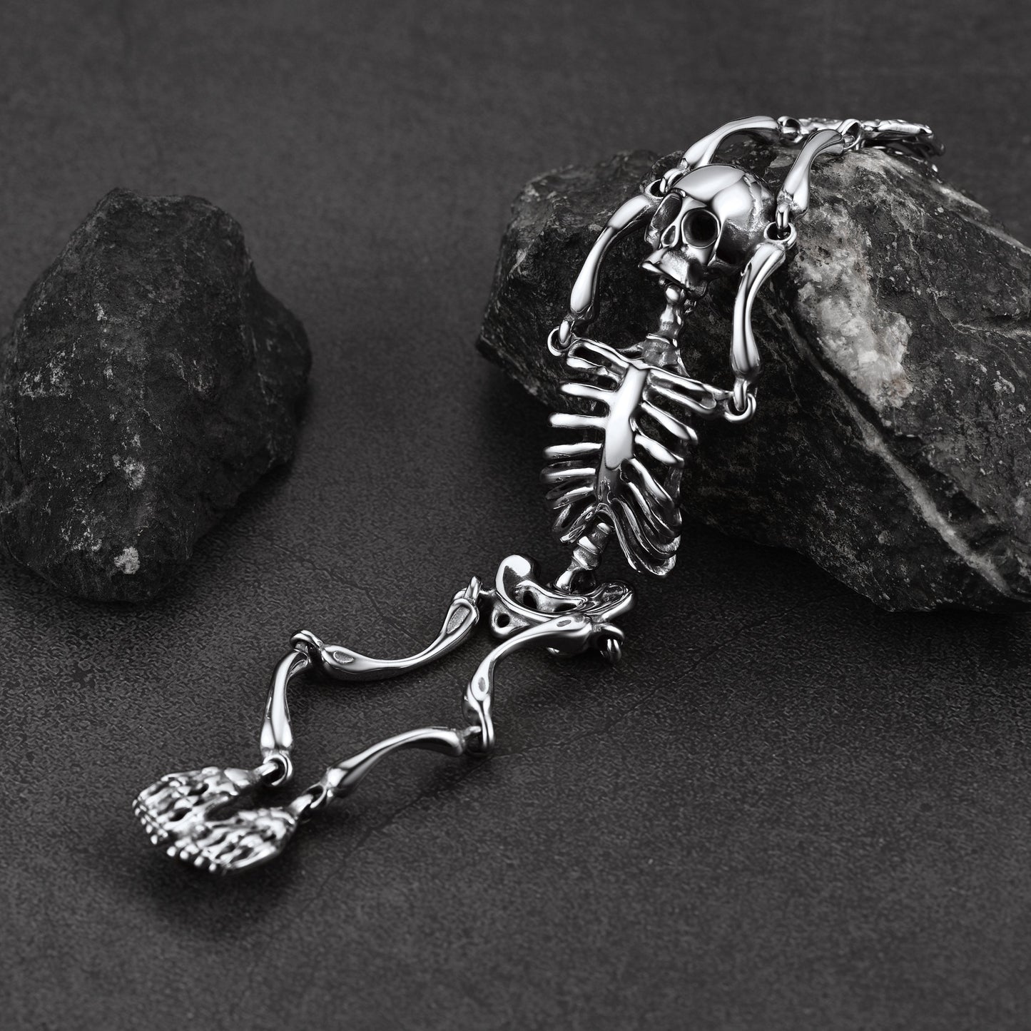 Faithheart Stainless Steel Body Skull Skeleton Bracelet for