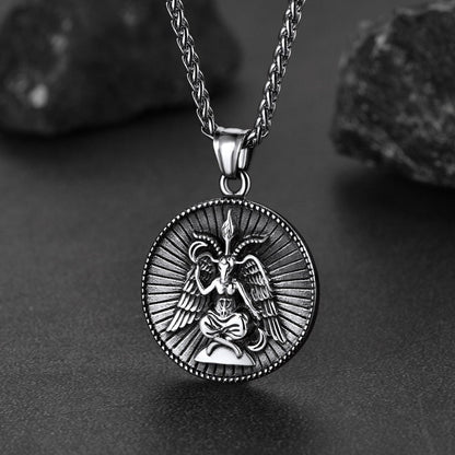 Baphomet Satanic Goat Leviathan Cross Necklace for