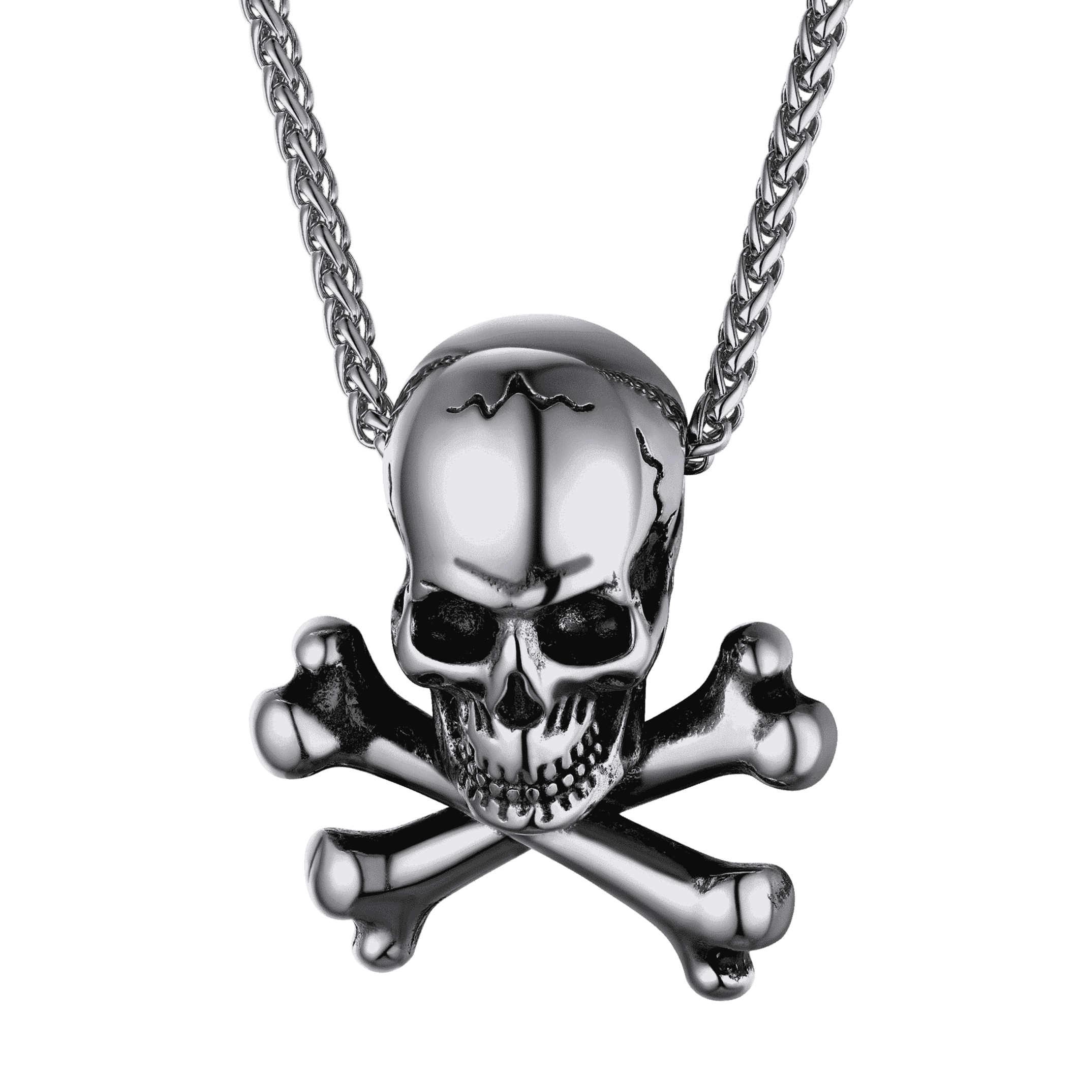 Gothic Pirate Skull Crossbones Necklace for