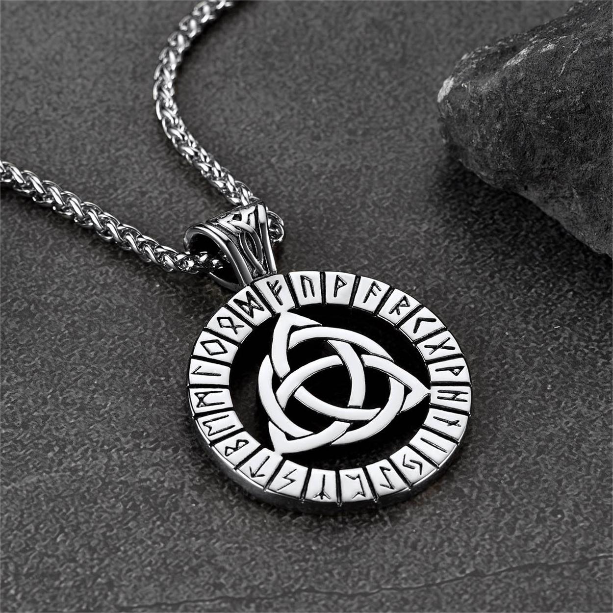 Celtic Knot Necklace With Viking Runes for