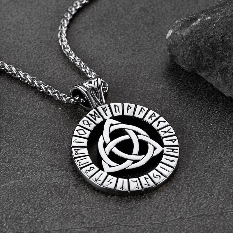 Celtic Knot Necklace With Viking Runes for