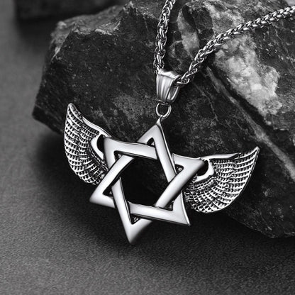 Flash Jewish Star of David Necklace With Wing for