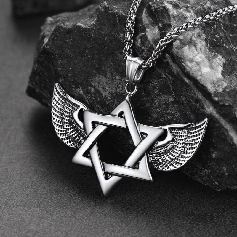 Flash Jewish Star of David Necklace With Wing for