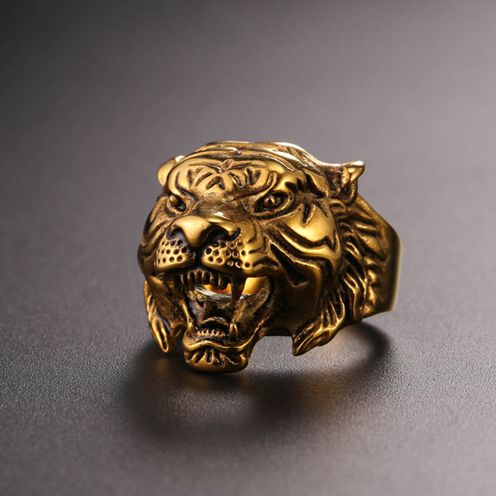 Punk Tiger Head Ring for