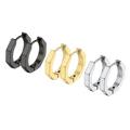 Punk Octagon Piercing Huggie Hoop Earrings Set for 3 Pairs