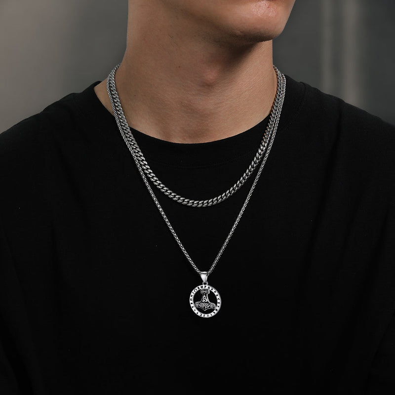 Viking Thor's Hammer Rune Pendant Necklace for