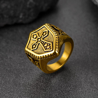 Shield Crusader Templar Cross Stainless Steel Ring for