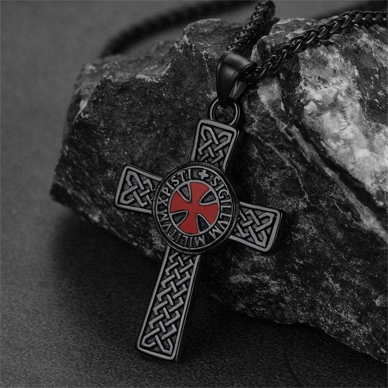 Knights Templar Celtic Cross Pendant Necklace for