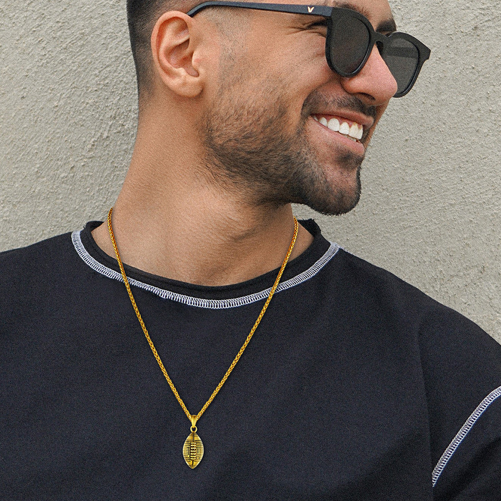 3d American Football Pendant Necklace for