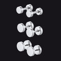 3 Pairs Simple Round Stud Earrings Set for 4/6/8mm Width