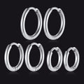 3 Pairs Simple Huggie Hoop Earrings Set 8/10/12 Mm Width