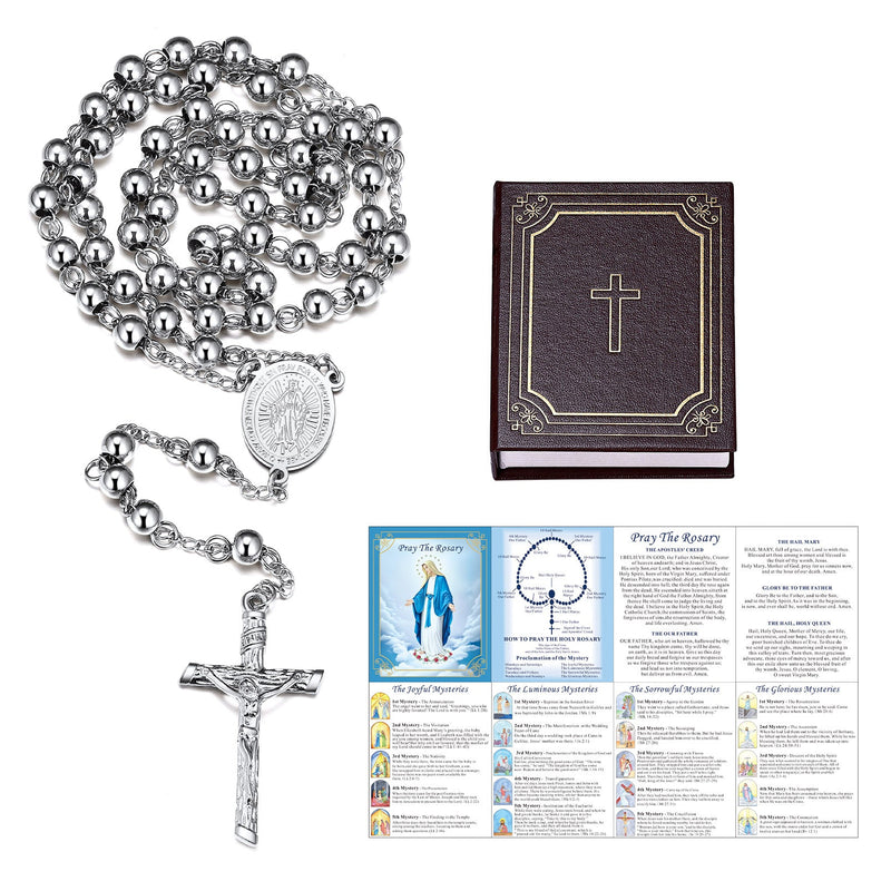 Catholic Virgin Mary Rosary Beads Cross Necklace Chain for