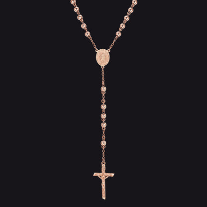 Catholic Virgin Mary Rosary Beads Cross Necklace Chain for