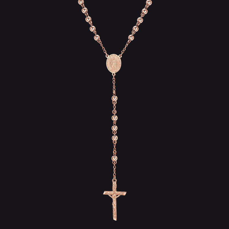 Catholic Virgin Mary Rosary Beads Cross Necklace Chain for