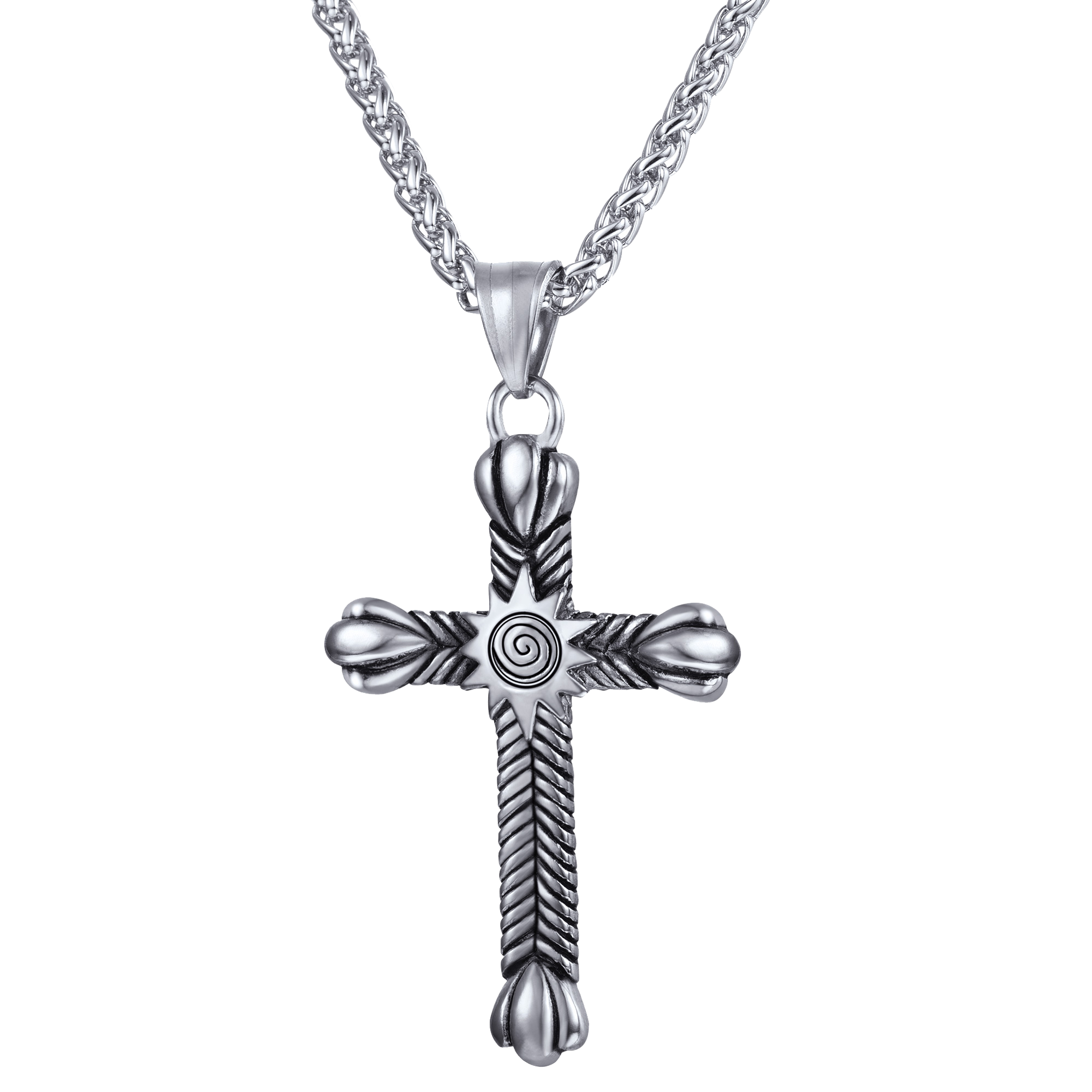 Stainless Steel Cross Crucifix Necklace for