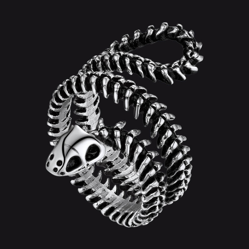 Gothic Snake Skull Bone Ring for