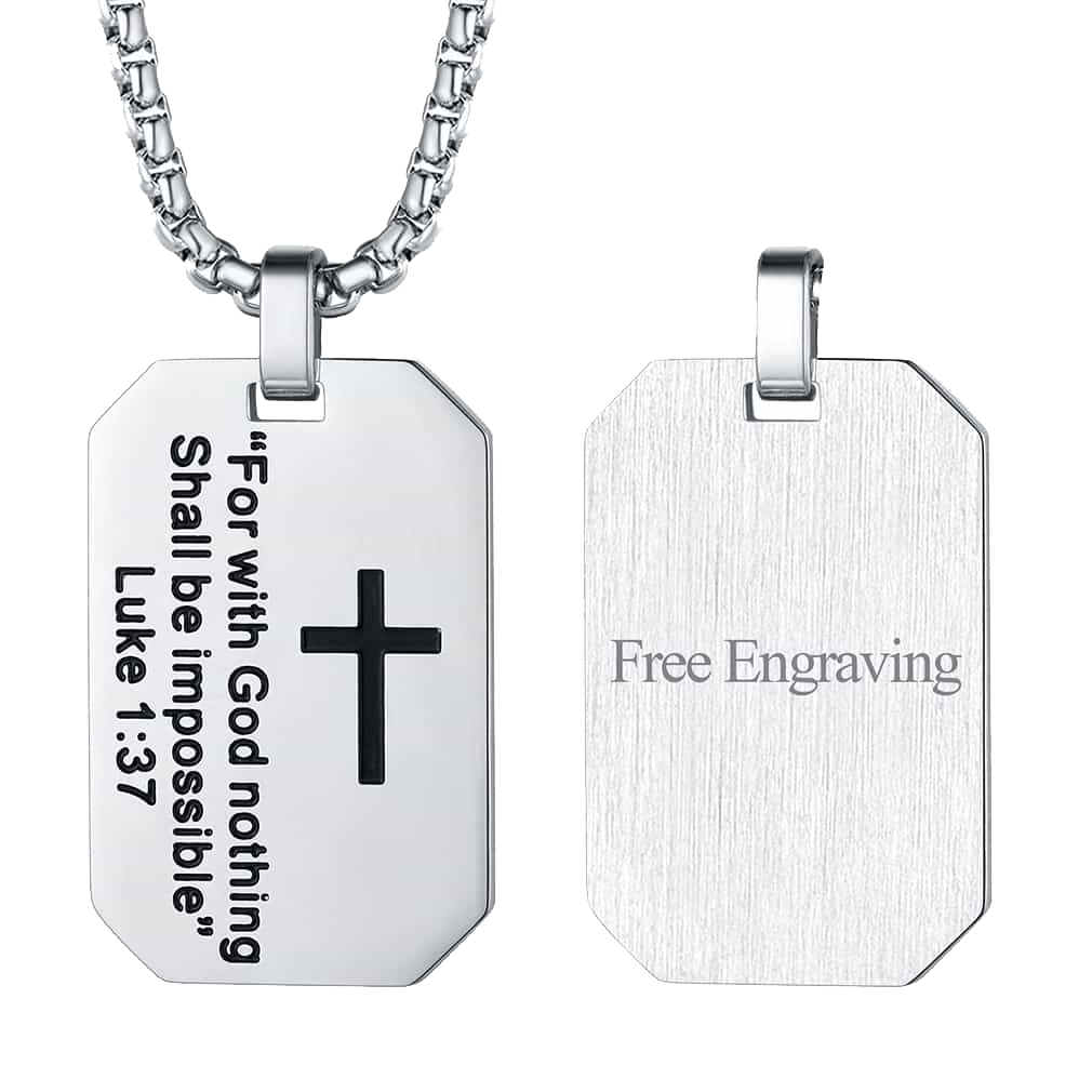 Christian Luke 1:37 Dog Tag Necklace for /