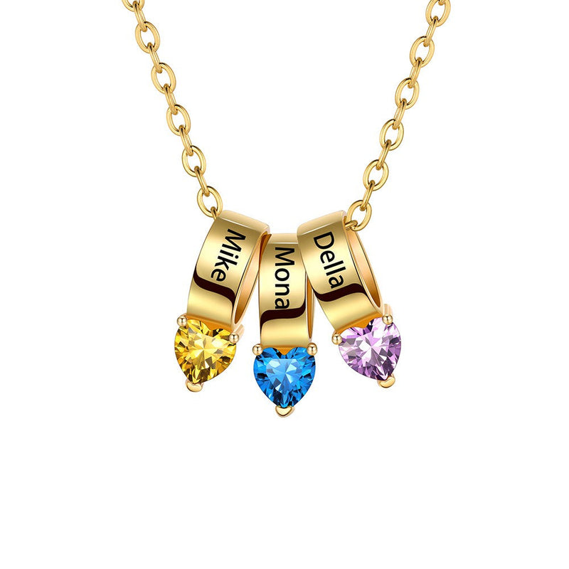 Customized Names Heart Birthstone Necklace for Mother