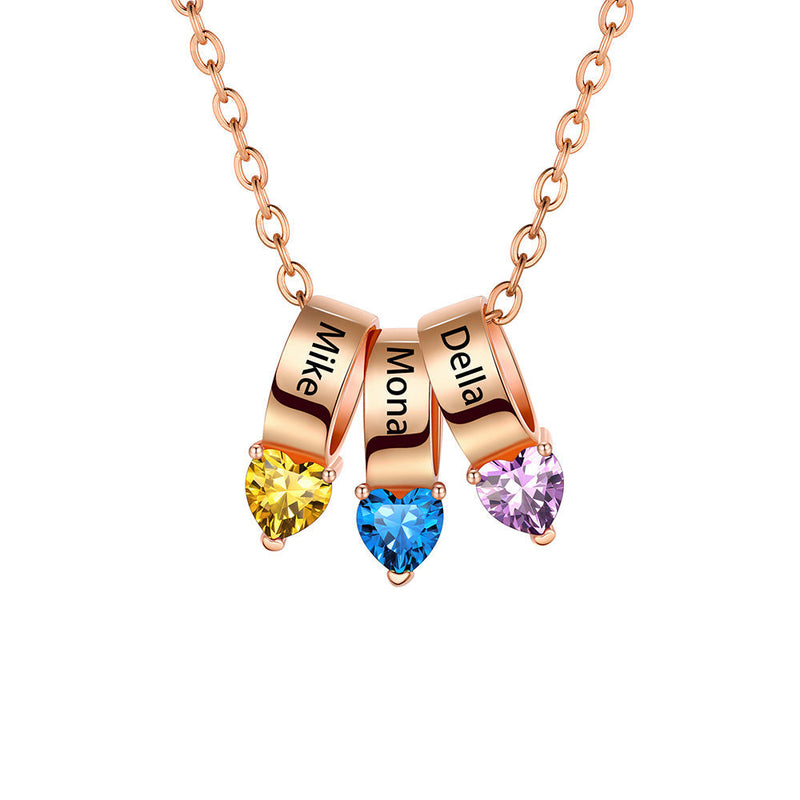 Customized Names Heart Birthstone Necklace for Mother