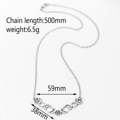 Pentacle Triple Moon Goddess Necklace