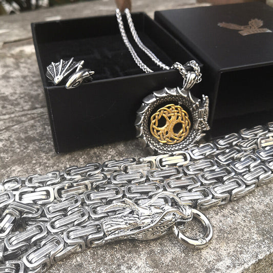 3 Pcs Flying Dragon Ring Jewelry Set