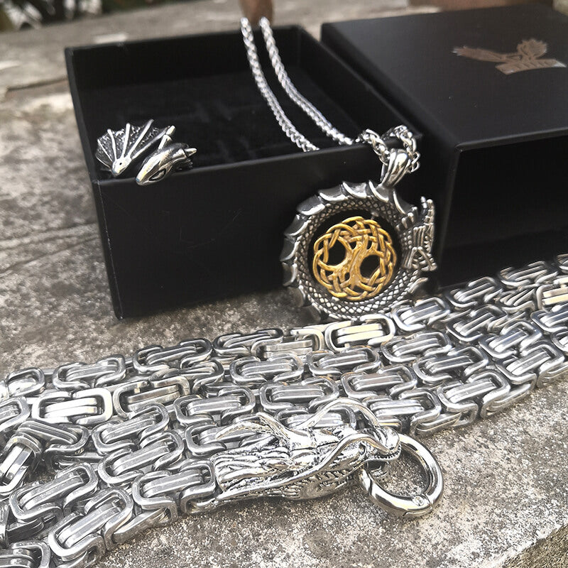 3 Pcs Flying Dragon Ring Jewelry Set