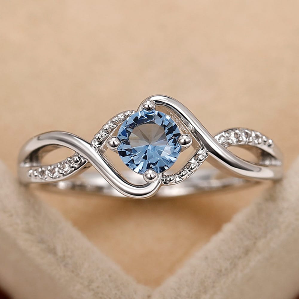 Infinity Blue Diamond Zircon Ring