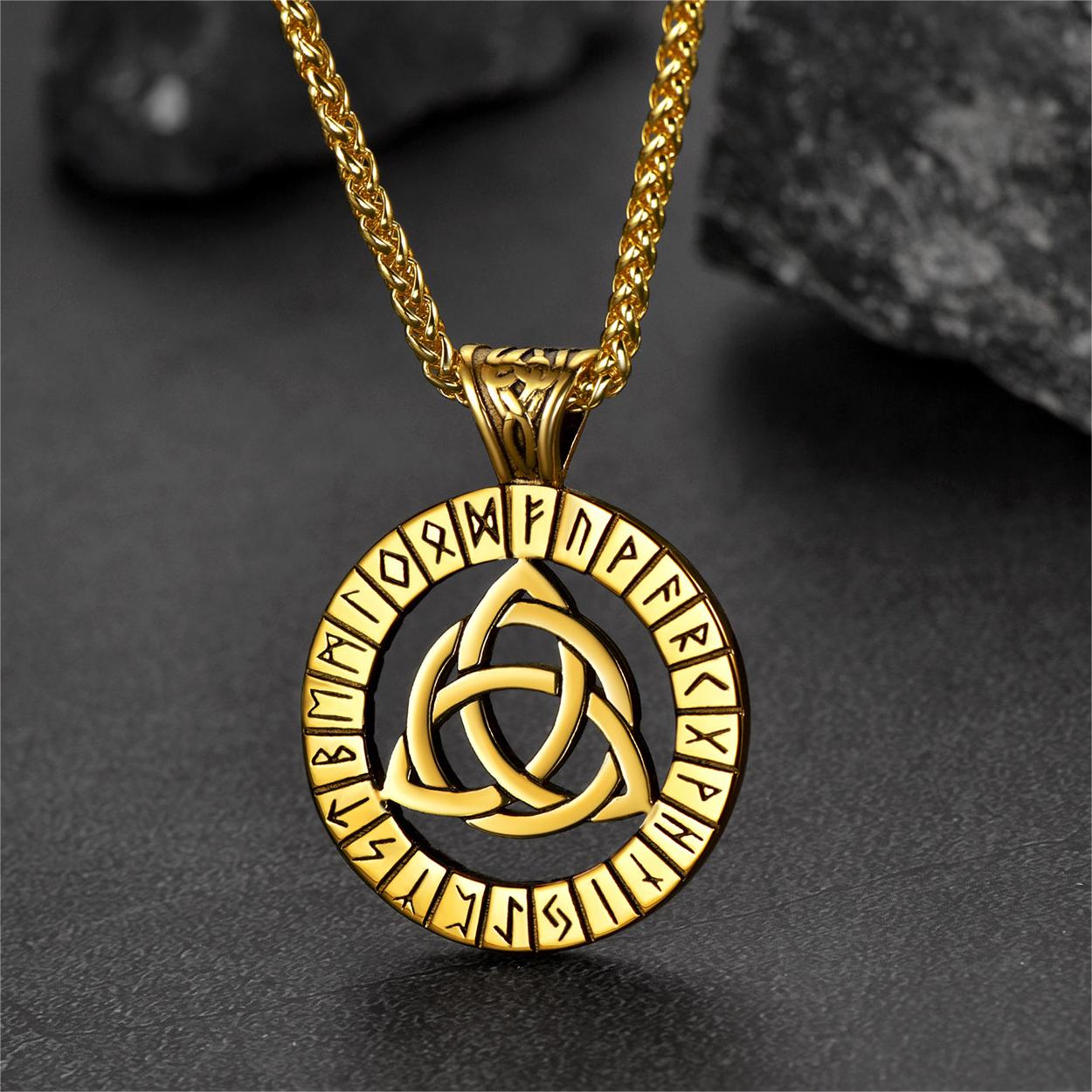 Celtic Knot Necklace With Viking Runes for