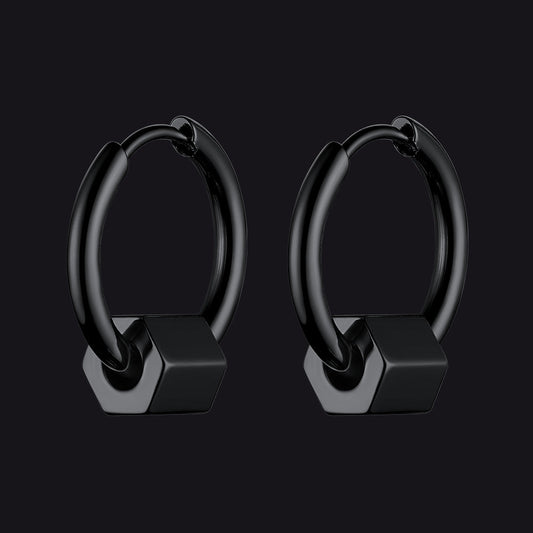 Flash Punk Hexagon Piercing Hoop Earrings for