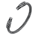 Viking Bracelet Norse Wolf Heads Cuff Bangle for