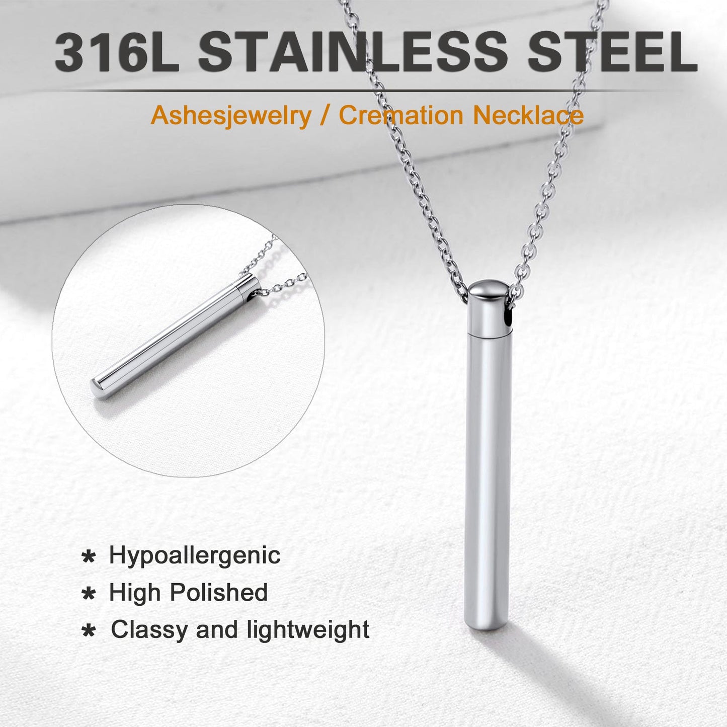Engraved Bar Urn Necklace for Keepsake Memorial Jewelry