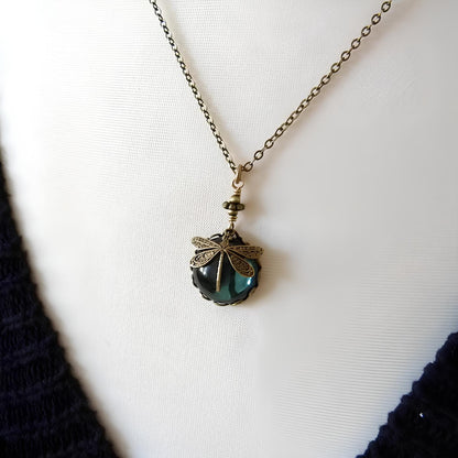 Enchanted Dragonfly Crystal Drop Necklace