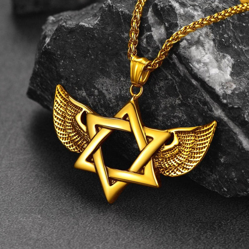 Flash Jewish Star of David Necklace With Wing for