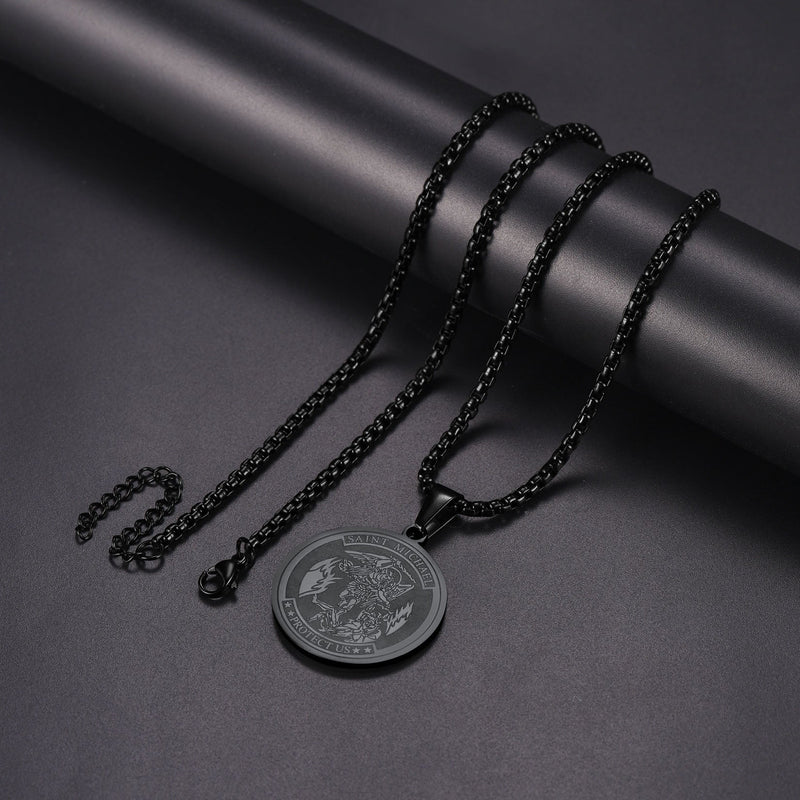 St. Michael Coin Necklace Medal Protection Pendant