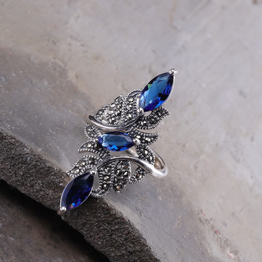 Mystic Vines Blue Zircon Ring