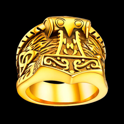 Viking Mjolnir Signet Ring Thor's Hammer Ring for