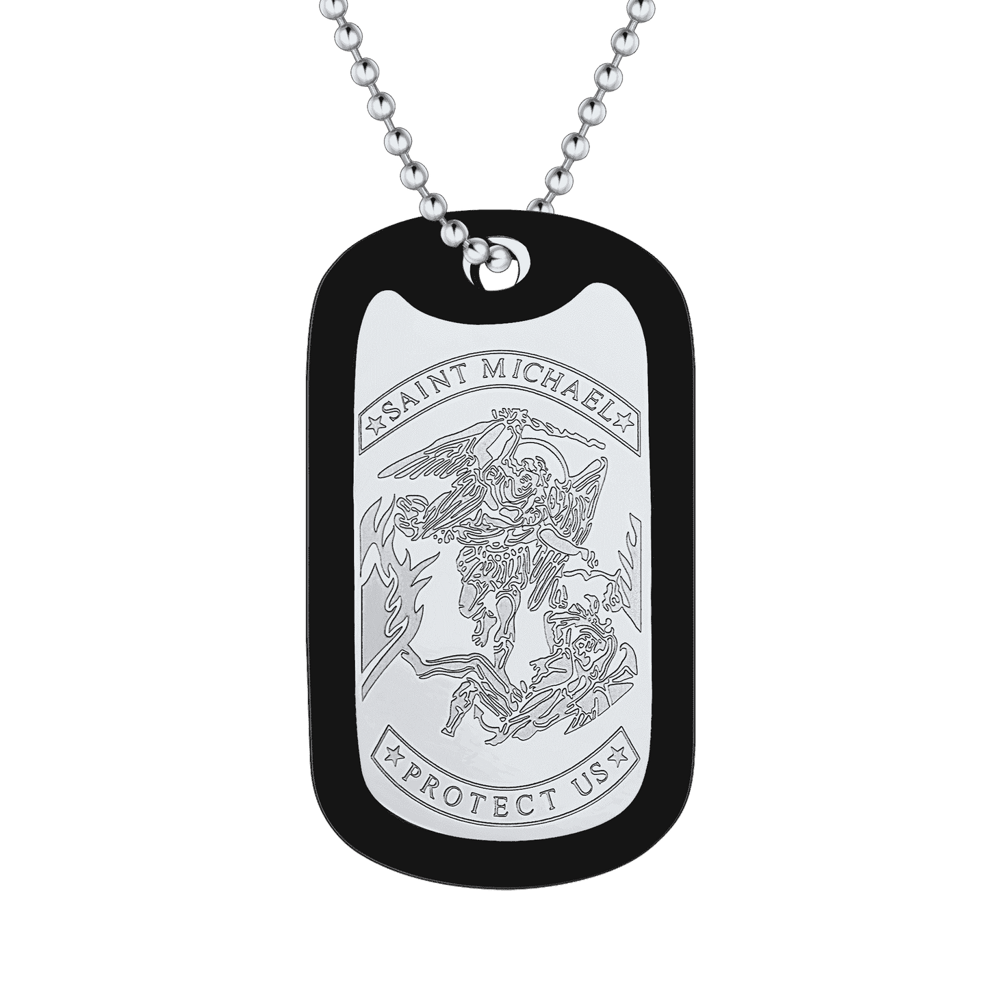 Engraved Military Saint Michael Necklace Dog Tag for