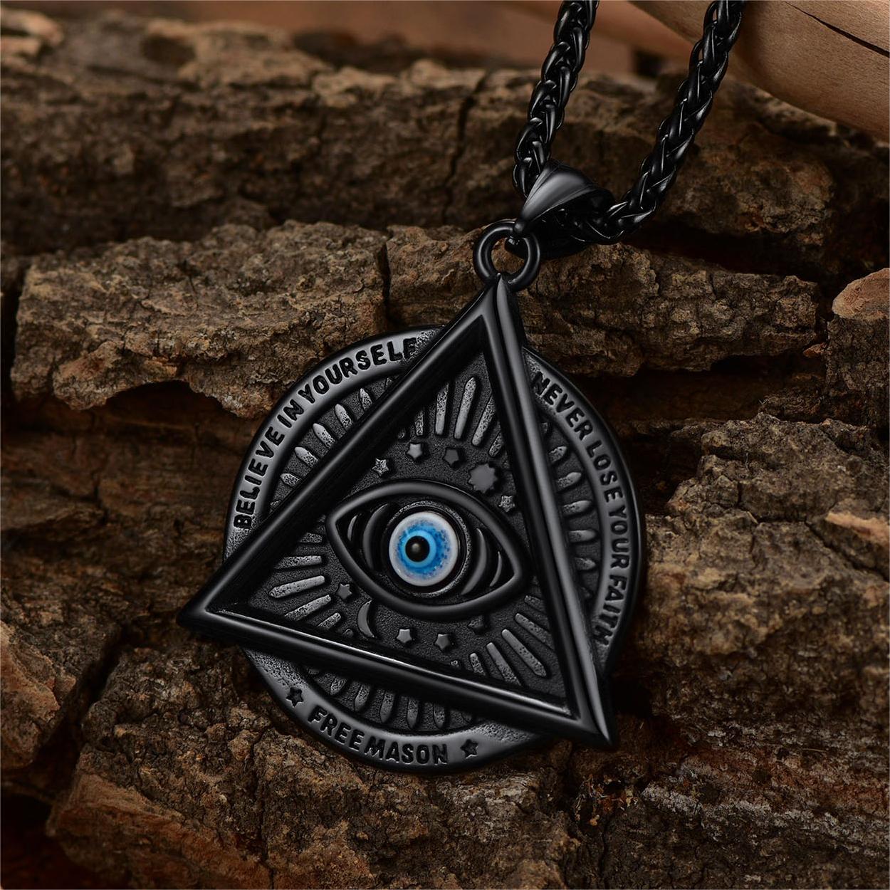 Masonic Triangle All Seeing Eye Necklace for