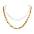 Freshwater Pearl & Cuban Link Chain Necklace for