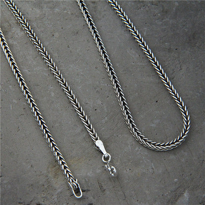 45-75cm Simple Sterling Silver Foxtail Chain Necklace