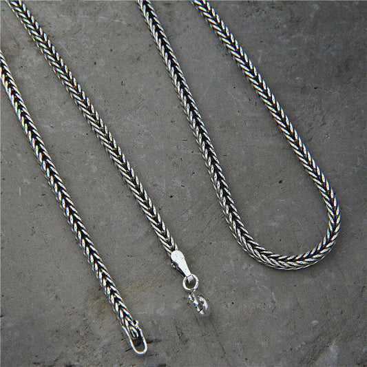 45-75cm Simple Sterling Silver Foxtail Chain Necklace